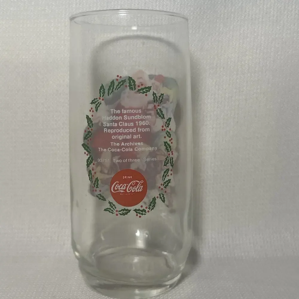 Set of 4 Christmas Coca Cola Haddon Sundblom Santa Clause Glasses Series 1 & 2
